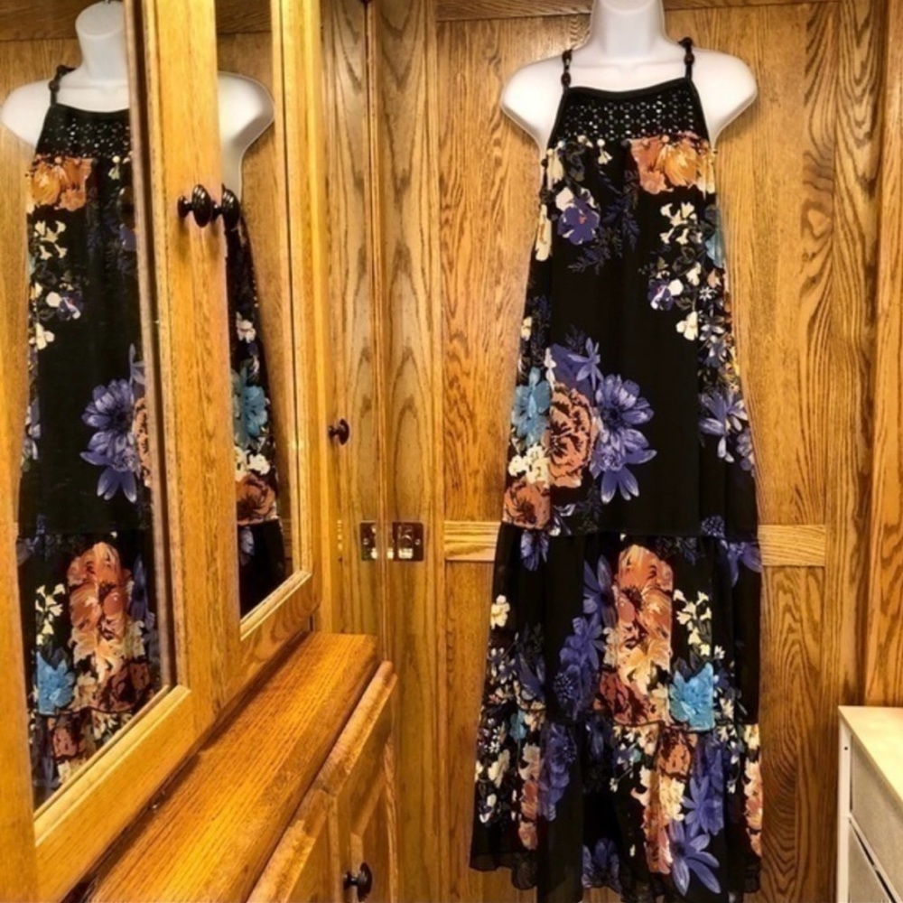 Anthropologie / Aryeh Floral Chiffon Spaghetti Strap Maxi Dress, NWT, Medium